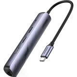 Ugreen 10919 Cm418 Ultra İnce 5 İn 1 Usb-C To 2Xusb-A Çoklayıcı 1X4k/60Hz Hdmı 1Xrj45 Gigabit Ethernet 1Xusb-C Pd 100W Şarj Desteği Çok Fonksiyonlu Bağlantı İstasyonu