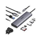 Ugreen 10IN1 Type-c To 3 Usb 3.0 4K/30Hz Hdmı Vga Gigabit Ethernet Aux Sd Tf Kart Okuyucu Çoklayıcı Hub