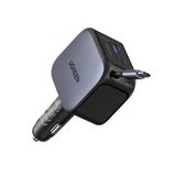 Ugreen 145W Usb-C Makaralı Dahili Kablolu Hızlı Araç Çakmaklık Şarj Cihazı, 2X Usb-C, 1X Usb-A Port, 55910B