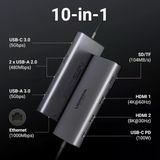 Ugreen 15534 Cm639 Revodok Pro 10 İn 1 Usb-A 3.0 Çoklayıcı 8K/30Hz 4K/60Hz Hdmı 1Xsd 1Xtf Kart Rj45 Gigabit Ethernet Usb-C Pd 100W Şarj Desteği Çok Fonksiyonlu Bağlantı İstasyonu