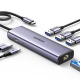 Ugreen 15598 Type-C To 3xUSB 3.0 4K/30hz Hdmı Rj45 Gigabit Ethernet 100W PD Güç Girişi Çoklayıcı Hub Adaptör