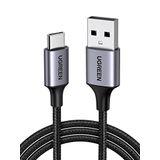 UGREEN 2.0 A USB-A & USB-C Örgülü Şarj ve Data Kablosu, 25 Santimetre, Siyah, 60124