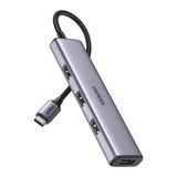 Ugreen 20841 Cm473 Usb-C To 4Xusb 3.0 5Gb/S Yüksek Hız Alüminyum Gövde Dört Bağlantı Noktalı Hub Çoklayıcı 0.2Metre
