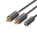 Ugreen 3.5 mm 1 m Jack Girişli Aux to 2 RCA Ses Aktarma Kablosu