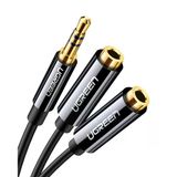Ugreen 3.5Mm 2'Li Aux Kulaklık Çoklayıcı, Siyah, 20816