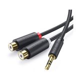 Ugreen 3.5Mm Erkek - 2 Rca Dişi Jaklı Stereo Ses Kablosu Y Adaptörü Altın Kaplama Kulaklık Kablosu, 25Cm, 10547