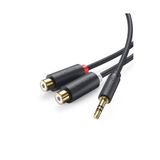 Ugreen 3.5mm Erkek - 2 RCA Dişi Jaklı Stereo Ses Kablosu Y Adaptörü Altın Kaplama Kulaklık Kablosu,