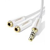 Ugreen 3.5Mm Erkek To 2 Dişi Ses Kablosu 20Cm (Beyaz), 10739