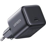 Ugreen 30W GaN USB-C Tek Portlu Hızlı Şarj Cihazı - Gri Hızlı Şarj Özelliği ile Ev Şarj Adaptörü - Siyah