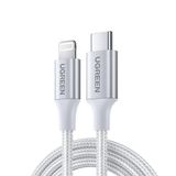 Ugreen 36 W PD Type-C To Lightning Örgülü 1 M Hızlı Şarj ve Data Kablosu