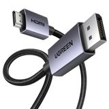 UGREEN 4K DisplayPort - HDMI Kablosu 1080P@120Hz, Aktif DP 1.2 - HDMI 1.4 Kablosu Alu Örgülü, HDMI Kablosu 6.6FT Monitör, Masaüstü, HDTV, Dizüstü Bilgisayar, AMD, NVIDIA ile Uyumlu Tek Yönlü Ekran