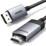 UGREEN 4K@60Hz DisplayPort HDMI Kablosu Tek Yönlü DP 1.2 - HDMI 2.0 Kablosu HDR Aktif Alüminyum Örgülü DP - HDMI Dönüştürücü Çoklu Ekran için Monitör, Projektör, Dell, Lenovo (3M) ile Uyumlu