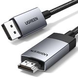 UGREEN 4K@60Hz DisplayPort HDMI Kablosu Tek Yönlü DP 1.2 - HDMI 2.0 Kablosu HDR Aktif Alüminyum Örgülü DP'den HDMI'ya Dönüştürücü Çoklu Ekran için Monitör, Projektör, Dell, Lenovo (1M) ile Uyumlu