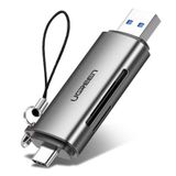 Ugreen 50706 Ugreen Type-C ve USB 3.0 SD TF Gri Kart Okuyucu