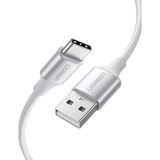 Ugreen 60133 2 mt Gümüş Beyaz Type-C USB-A 3A QC Örgülü Hızlı Şarj Kablosu