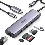 Ugreen 60515 Cm512 7 İn 1 Type-C To Pd 100W Hdmı Rj45 Usb Sd Micro Sd Dönüştürücü Hub