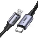 Ugreen 60759 Us304 Alüminyum Kılıflı 3A Usb-C To Lightning Hızlı Şarj Kablosu Örgülü 1Metre