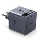 UGREEN 65W Makaralı Dahili Kablolu GaN Hızlı Şarj Cihazı ( 2xUSB-C,1xUSB-A ) - Gri