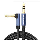 Ugreen 90 Derece L Tipi 3.5 mm Aux Ses Kablosu Mavi 1 Metre