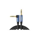 Ugreen 90 Derece L Tipi 3.5 mm Aux Ses Kablosu Mavi Renk 2 Metre Uzunlukta Kaliteli