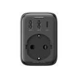 Ugreen 90613 30W GaN Hızlı Şarj Cihazı 2xUSB ve Type-C Duvar Tipi Siyah Tekli Akım Koruyucu Prizi