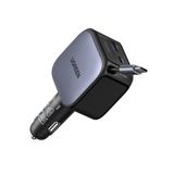 Ugreen 90W Usb-C Makaralı Kablolu Hızlı Araç Çakmaklık Şarj Cihazı, 2X Usb-C, 1X Usb-A Port, 55909B