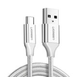 Ugreen Beyaz 50 cm Örgülü USB Type-C Şarj ve Data Kablosu