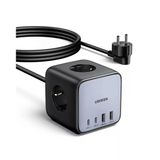 Ugreen DigiNest Cube 65W GaN 2 Hızlı Şarj Cihazı 2xUSB-C 2xUSB-A 3 lü Akım Korumalı Grup Priz 60113