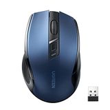 UGREEN Ergonomische Draadloze Muis met USB Ontvanger 2.4 GHz Silent Click USB Muis 4000 DPI Verstelbaar Compatibel met PC,Tablet,Laptop,Windows,MacOS, Linux. (Blauw)