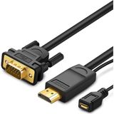 Ugreen HDMI To VGA Dönüştürücü Kablo 1.5m, 30449 - 1,5 m - Siyah