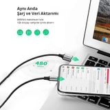 Ugreen Lightning To Usb-a Örgülü Mfi Sertifikalı Hızlı Şarj Kablosu 2 M Siyah