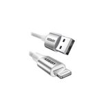 Ugreen Lightning to Usb-A Örgülü MFi Sertifikalı İphone Hızlı Şarj Kablosu, 1 Metre, Gümüş
