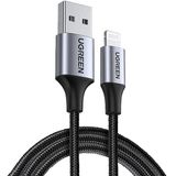 UGREEN Lightning to USB-A Örgülü MFi Sertifikalı İphone Hızlı Şarj Kablosu, 2 Metre, Siyah - 60158