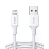 Ugreen Lightning - USB-A MFi Sertifikalı İphone Hızlı Şarj Kablosu, 1 m, Beyaz, 20728