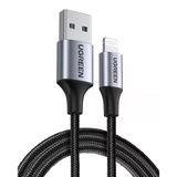 Ugreen Lightning - Usb-A Örgülü Mfi Sertifikalı İphone Hızlı Şarj Kablosu, 1 M, Siyah, 60156