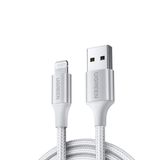 Ugreen, MFi Lisanslı USB-A & Lightning Örgülü Data ve Şarj Kablosu, 1.5 Metre, Beyaz