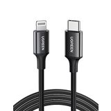 Ugreen, MFi Lisanslı USB-C & Lightning Data ve Şarj Kablosu, 1 Metre, Siyah, 60751