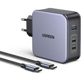 Ugreen Nexode 140W Gan Type-C PD3.1 USB Qc 4.0 3 Portlu Hızlı Şarj Cihazı ve 240W Type-C Kablo