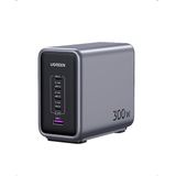 Ugreen Nexode 300W GaN 5 Portlu Hızlı Şarj Cihazı İstasyonu 4xUSB-C 1xUSB-A Gri 90903
