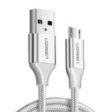 Ugreen Örgülü Micro-USB & USB-A Data ve Şarj Kablosu, 1 Metre, Beyaz