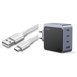 UGREEN Premium Şarj Seti: 100W GaN Adaptör ve 1m Beyaz USB-C Kablo