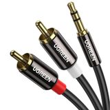 Ugreen RCA 3.5mm Aux Ses Kablosu, 3 Metre | Telefon Hoparlör MP3 Tablet HDTV, Yardımcı 1/8 RCA Kablosu Kulaklık Jack Y Splitter Metal Shell ile Aux Konnektör