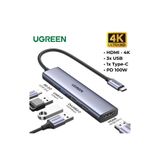 Ugreen Revedok 5 in 1 Type-C Giriş, 3xUSB-A, 1xUSB-C 100W, 4K HDMI, USB Çoklayıcı Dönüştürücü, 15495