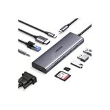 Ugreen Type-C To 3*Usb 3.0 4K/30Hz Hdmı Vga Gigabit Ethernet Aux Sd Tf Kart Okuyucu Çoklayıcı Hub - 15601