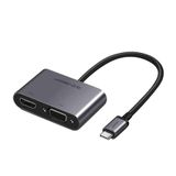 Ugreen Type-C to HDMI+VGA PD Şarj Destekli Dönüştürücü Adaptör Uzay Gri