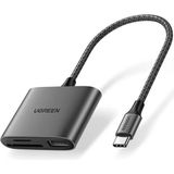 UGREEN Type-C to SD Micro SD/TF + USB 2.0 Kart Okuyucu Adaptör - Gri
