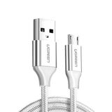 Ugreen Usb 2.0 A To Micro Usb Örgülü Hızlı Şarj Kablosu, 1M, Beyaz, 60151