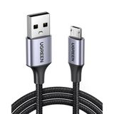 Ugreen Usb 2.0 A To Micro Usb Örgülü Hızlı Şarj Kablosu, 1M, Siyah, 60146