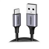 UGREEN USB-A to USB-C 3A QC Örgülü Hızlı Şarj Kablosu, 0,5 Metre Siyah