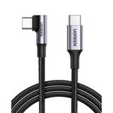 Ugreen Usb-C 100W 5A Qc Pd 90 Derece Örgülü Hızlı Şarj Kablosu, 1 Metre, Siyah, 70643